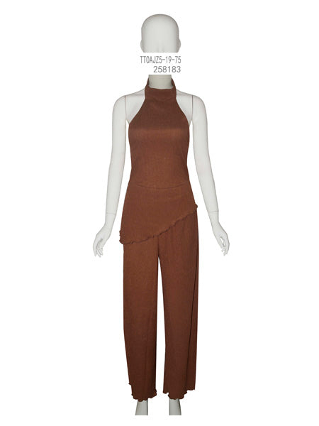 Brown Halter Neck Jumpsuit