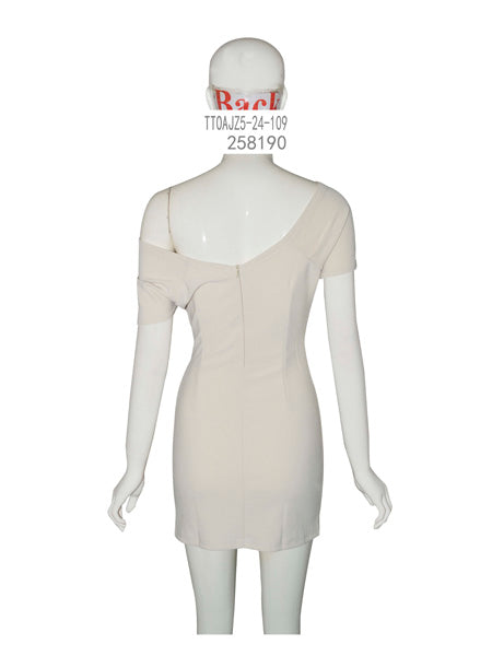 Beige One-Shoulder Bodycon Dress