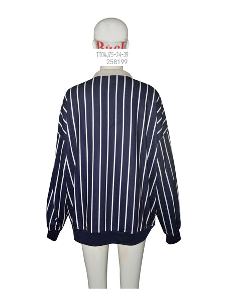 Striped Oversized Polo Sweatshirt