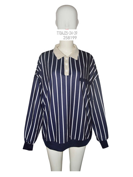 Striped Oversized Polo Sweatshirt