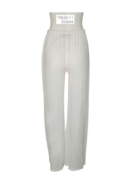 White Cotton Relaxed Pants