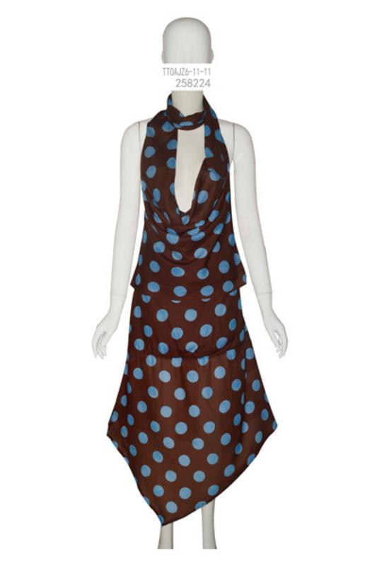 Polka Dot Halter Neck Asymmetrical Hem Set