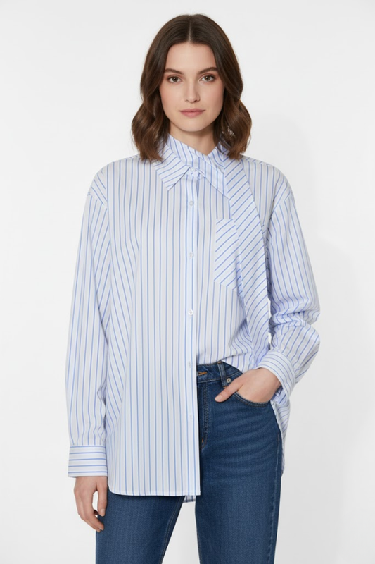 Oversized Stripe Button-Up Shirt