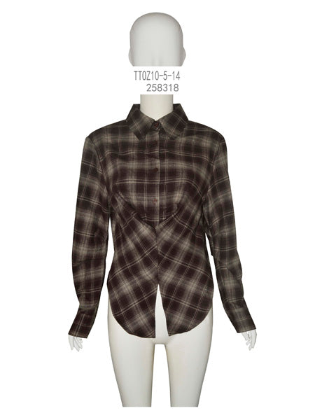 Structured Plaid Fitted Top