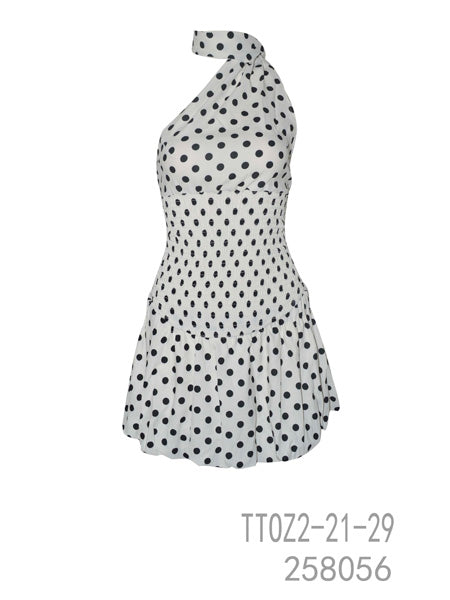 White Polka Dot Halter Dress