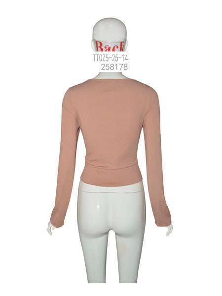 Tie Front Long Sleeve Top