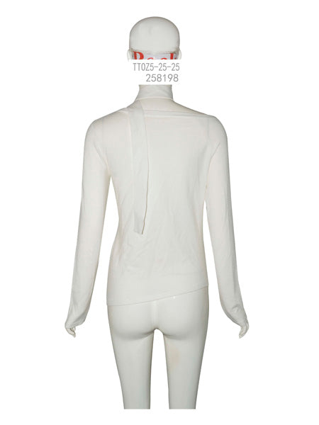 Asymmetric White Long Sleeve Top