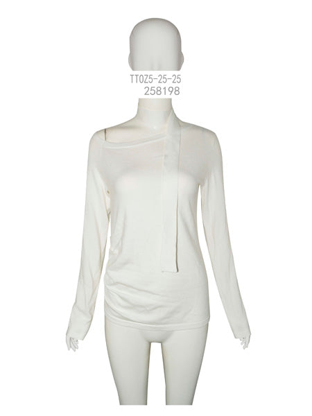 Asymmetric White Long Sleeve Top