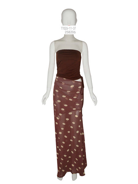 Polka Dot Maxi Skirt and tube top