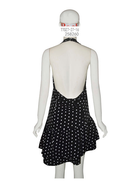Black Polka Dot Halter Mini Dress