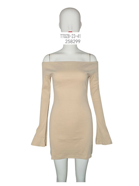 Off-Shoulder Long Sleeve Bodycon Dress