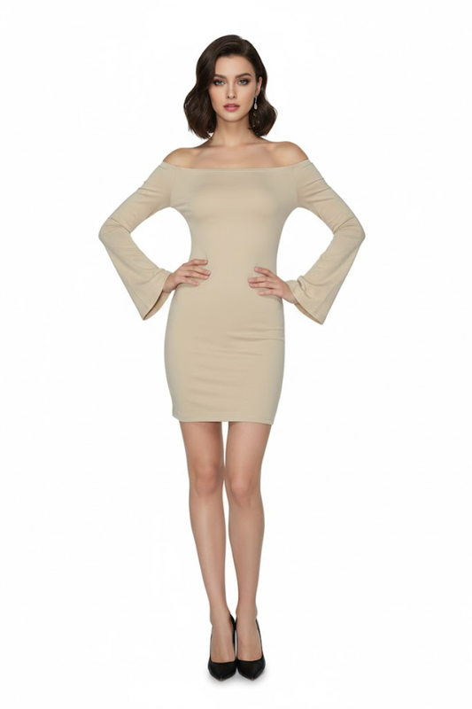 Off-Shoulder Long Sleeve Bodycon Dress