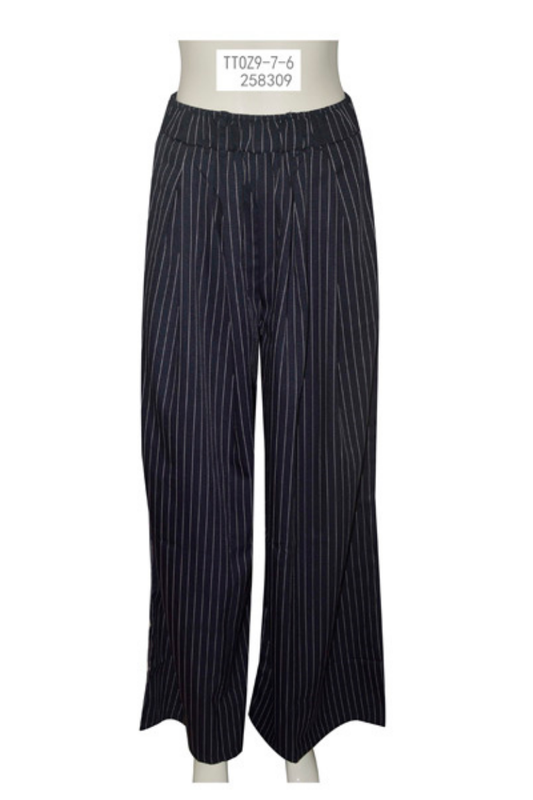 Pinstripe Wide-Leg Pants