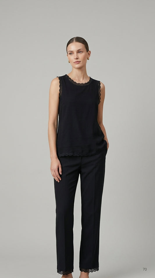 Lace Trim Sleeveless Top